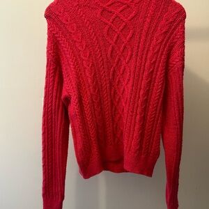 J. Crew Vibrant pink Cable Knit Turtleneck Sweater